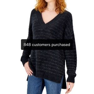 NWT I-N-C Macy’s fuzzy oversized metallic V-neck sweater size XXL